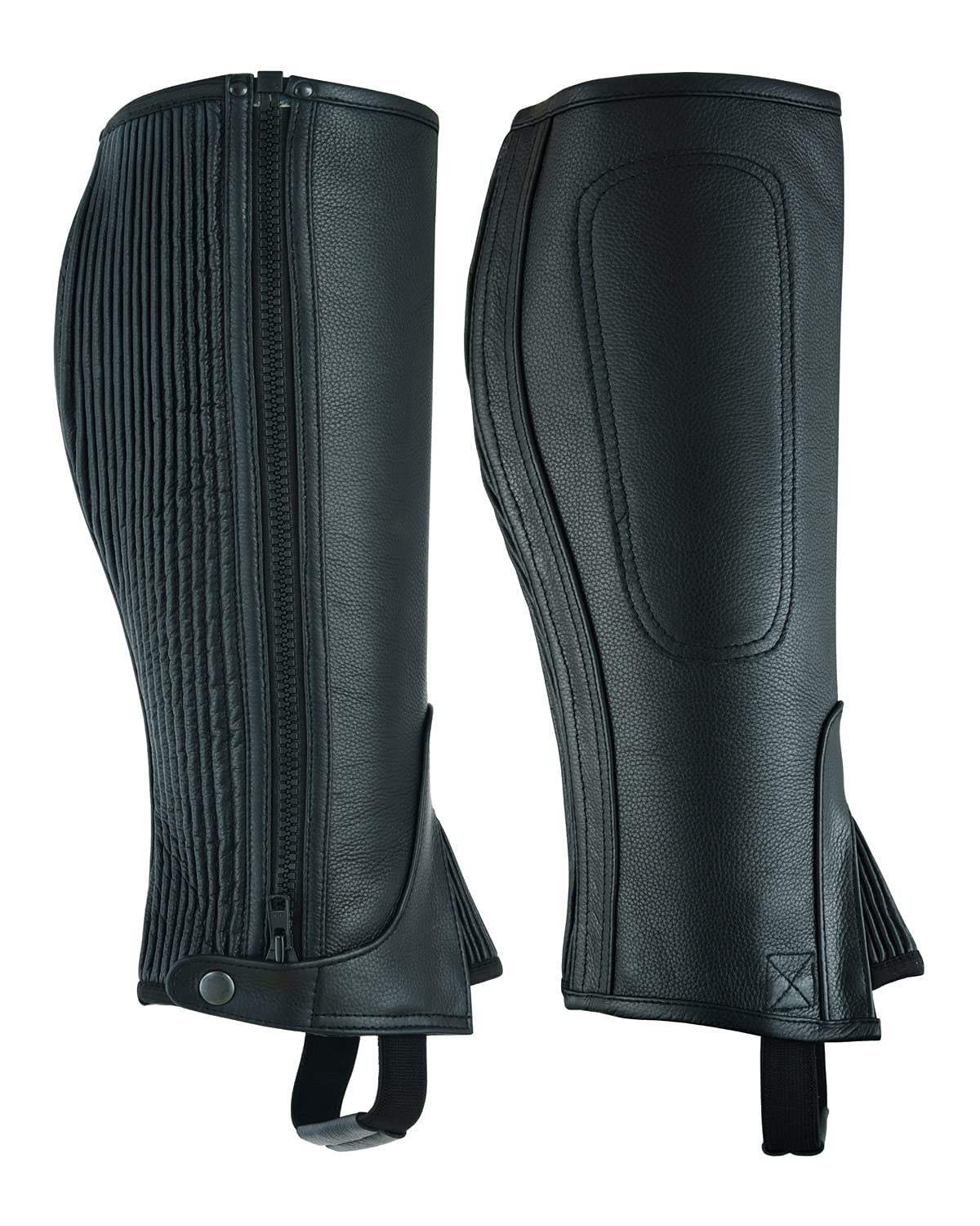 Luxhide Unisex Adult Leather Half Chaps Black And Brown (Black, L)